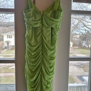 Hello Molly Bright Green Ruched Mini Dress